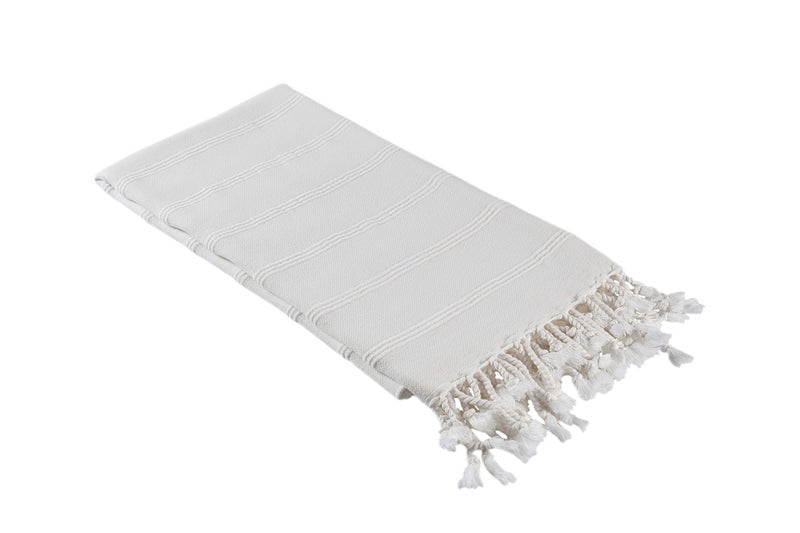 InfuseZen Stonewashed Turkish Bath & Beach Towel â€“100% Organic Turkish Cotton - Soft, Lightweight, Absorbent - Quick Dry, Sand Free - Pool, Shower, Travel - Peshtemal, Hammam Spa Towel - Off White - Image 1